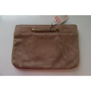 Vintage Hush Puppy By Toni Clutch Purse Suede Beige Extendable Handles